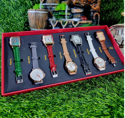 7-Day Vintage PU Leather Watch Collection