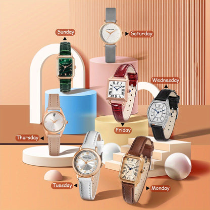 7-Day Vintage PU Leather Watch Collection